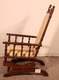 Rocking Chair Covered With Leather Early 20 Century - 2807744