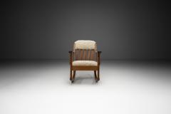 Rocking Chair with Sheepskin Upholstery Europe First half of the 20th Century - 4491871