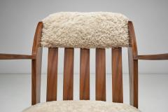 Rocking Chair with Sheepskin Upholstery Europe First half of the 20th Century - 4491874