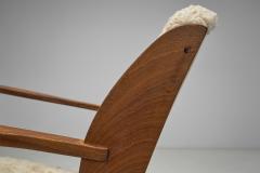 Rocking Chair with Sheepskin Upholstery Europe First half of the 20th Century - 4491876