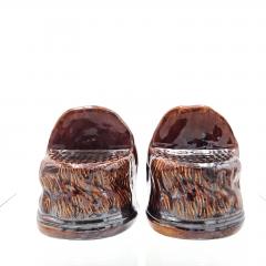 Rockingham Treacle Brown Glazed Lion Portraits A Pair - 2225584