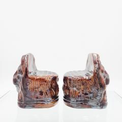 Rockingham Treacle Brown Glazed Lion Portraits A Pair - 2225586