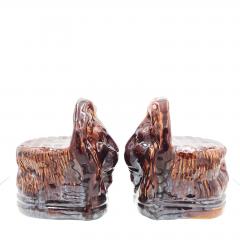 Rockingham Treacle Brown Glazed Lion Portraits A Pair - 2225588