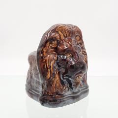Rockingham Treacle Brown Glazed Lion Portraits A Pair - 2225592