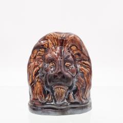 Rockingham Treacle Brown Glazed Lion Portraits A Pair - 2225593