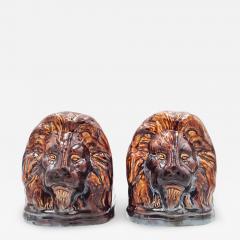 Rockingham Treacle Brown Glazed Lion Portraits A Pair - 2226200