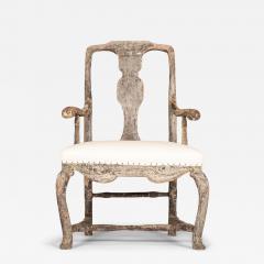Rococo Painted Swedish Armchair - 4102328