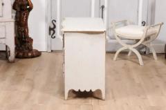 Rococo Period 1770s Swedish Gray Cream Painted and Carved Three Drawer Commode - 3599387