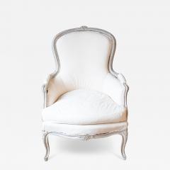 Rococo Style 1890s Swedish Light Grey Painted and Carved Berg res Chair - 4434985