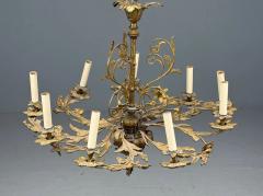 Rococo Style Leaf and Vine Chandelier Dore Bronze Italy 1920s - 4484800