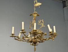Rococo Style Leaf and Vine Chandelier Dore Bronze Italy 1920s - 4484802