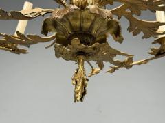 Rococo Style Leaf and Vine Chandelier Dore Bronze Italy 1920s - 4484806