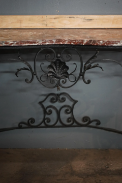 Rococo Style Marble Top Iron Console Console Table - 2346347