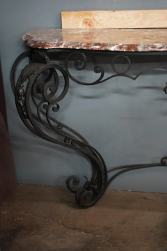 Rococo Style Marble Top Iron Console Console Table - 2346353
