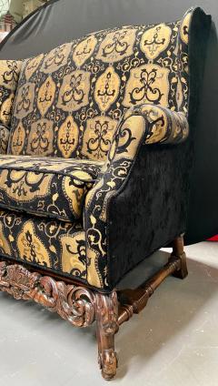 Rococo Style Settee Sofa or Canape in Fine Black and Beige Upholstery - 2933519