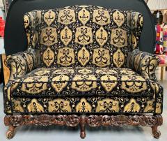 Rococo Style Settee Sofa or Canape in Fine Black and Beige Upholstery - 2933526