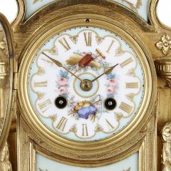 Rococo style gilt bronze mantel clock with S vres style porcelain plaques - 2165395