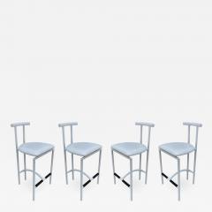 Rodney Kinsman Set of 4 Tokyo Mid Century Post Modern Bar or Counter Stools in White from Italy - 2237226