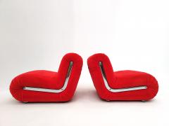 Rodolfo Bonetto Pair of Red Boomerang Shaped Easy Chairs by Rodolfo Bonetto - 2506890