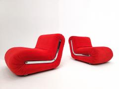 Rodolfo Bonetto Pair of Red Boomerang Shaped Easy Chairs by Rodolfo Bonetto - 2506891