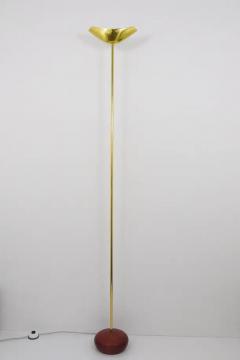 Rodolfo Dordoni Postmodern Brass Wood Uplight Floor Lamp Italy 1980s - 4041889