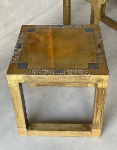 Rodolfo Dubarry A Pair of Spanish Etched Brass Pewter Side Tables circa 1970 - 4391562