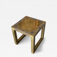 Rodolfo Dubarry A Pair of Spanish Etched Brass Pewter Side Tables circa 1970 - 4412107