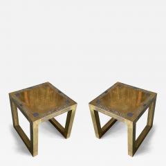 Rodolfo Dubarry A Pair of Spanish Etched Brass Pewter Side Tables circa 1970 - 4412108