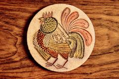 Roger Capron Ceramic Plaque with Rooster Motive by Jaqueline Hubin for Roger Capron - 4467383