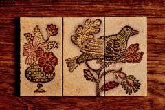 Roger Capron Ceramic Tile Panel in Three Parts attrb to Jacqueline Hubin for Roger Capron - 4467358