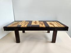 Roger Capron Coffee Table with Terra Cotta Garrigue and Brown Tiles by Roger Capron 1970s - 3178753