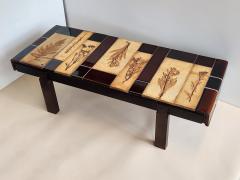 Roger Capron Coffee Table with Terra Cotta Garrigue and Brown Tiles by Roger Capron 1970s - 3178754