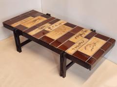 Roger Capron Coffee Table with Terra Cotta Garrigue and Brown Tiles by Roger Capron 1970s - 3178761