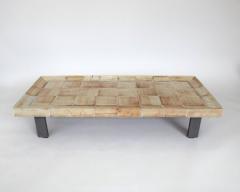 Roger Capron FRENCH 1970S CERAMIC TILE COFFEE TABLE MODEL CUVETTE WARM TANS AND BROWN - 3488247