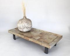 Roger Capron FRENCH 1970S CERAMIC TILE COFFEE TABLE MODEL CUVETTE WARM TANS AND BROWN - 3488268
