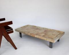 Roger Capron FRENCH 1970S CERAMIC TILE COFFEE TABLE MODEL CUVETTE WARM TANS AND BROWN - 3488269