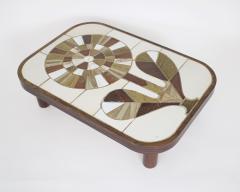 Roger Capron FRENCH CERAMIC ARTIST ROGER CAPRON CERAMIC TILE COFFEE TABLE MODEL SUNFLOWER - 2551898