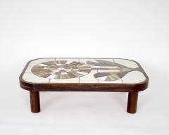 Roger Capron FRENCH CERAMIC ARTIST ROGER CAPRON CERAMIC TILE COFFEE TABLE MODEL SUNFLOWER - 2551900