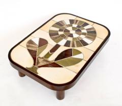 Roger Capron FRENCH CERAMIC ARTIST ROGER CAPRON CERAMIC TILE COFFEE TABLE MODEL SUNFLOWER - 3165330