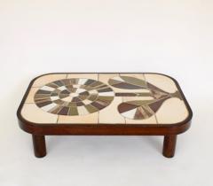 Roger Capron FRENCH CERAMIC ARTIST ROGER CAPRON CERAMIC TILE COFFEE TABLE MODEL SUNFLOWER - 3165332