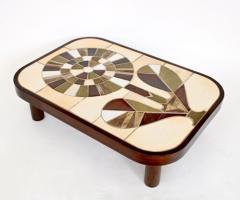 Roger Capron FRENCH CERAMIC ARTIST ROGER CAPRON CERAMIC TILE COFFEE TABLE MODEL SUNFLOWER - 3165341