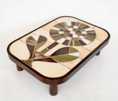 Roger Capron FRENCH CERAMIC ARTIST ROGER CAPRON CERAMIC TILE COFFEE TABLE MODEL SUNFLOWER - 3165342