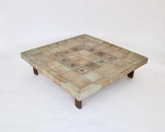 Roger Capron FRENCH CERAMIC CERAMIC TILE COFFEE TABLE MODEL DOUBLE CUVETTE - 3136444