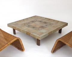 Roger Capron FRENCH CERAMIC CERAMIC TILE COFFEE TABLE MODEL DOUBLE CUVETTE - 3136465