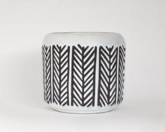 Roger Capron FRENCH CERAMIC VASE OR CACHE POT WITH BLACK AND WHITE DECORATION - 2864106