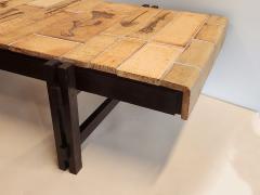 Roger Capron Large Coffee Table with Garrigue Tiles on Wood Frame by Roger Capron 1970s - 3178744