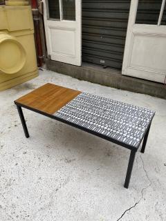 Roger Capron Pair of ceramic and wood coffee tables Vallauris France - 2486505
