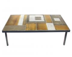 Roger Capron ROGER CAPRON FRENCH 1960S ABSTRACT CERAMIC TILE COFFEE TABLE - 4009497