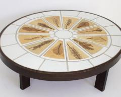 Roger Capron ROGER CAPRON FRENCH CERAMIC COFFEE TABLE WITH LEAF DECORATIONS - 3079955
