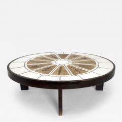 Roger Capron ROGER CAPRON FRENCH CERAMIC COFFEE TABLE WITH LEAF DECORATIONS MODEL PAMONA - 4520554